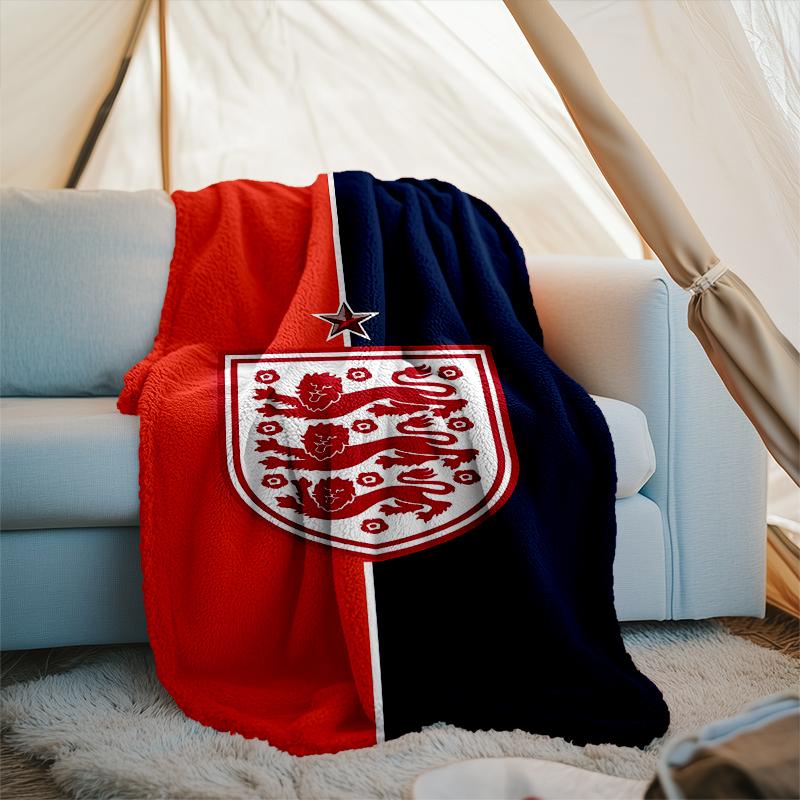 1PC England Football Crest Printed Soft Flannel Blanket Throw for Adult Bedroom Living Room Sofa Camping Travel Fan gifts Christmas Gifts