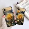 Elegant golden rose For IPhone 17Pro Max 16 17 Pro 15 Pro 14 13 Plus 12 Mini 11Pro Max XR 16E 17 Air Golden glass phone case