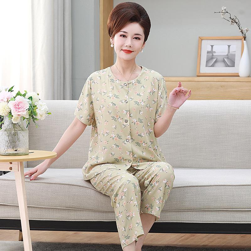 Women's Pajamas Short Sleeve Long Pants Loungewear Button Cardigan Set