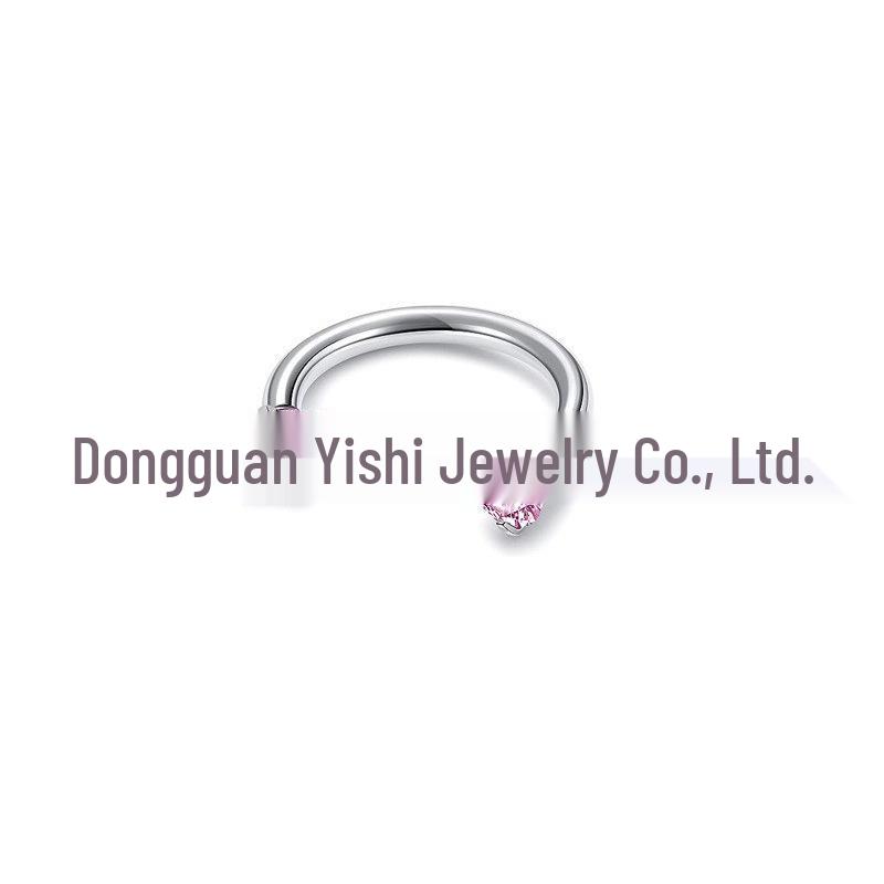Stainless Steel U-Shaped Nose Ring with Double Zirconia