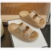 Summer New Thick-soled Outer Wear Bag Head Slippers Women's Round Head Soft Bottom Pink Word with Height-enhancing Cool Slippers