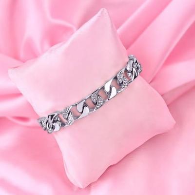 Elegant Women's Cuban Bracelet Rhodium Plated
