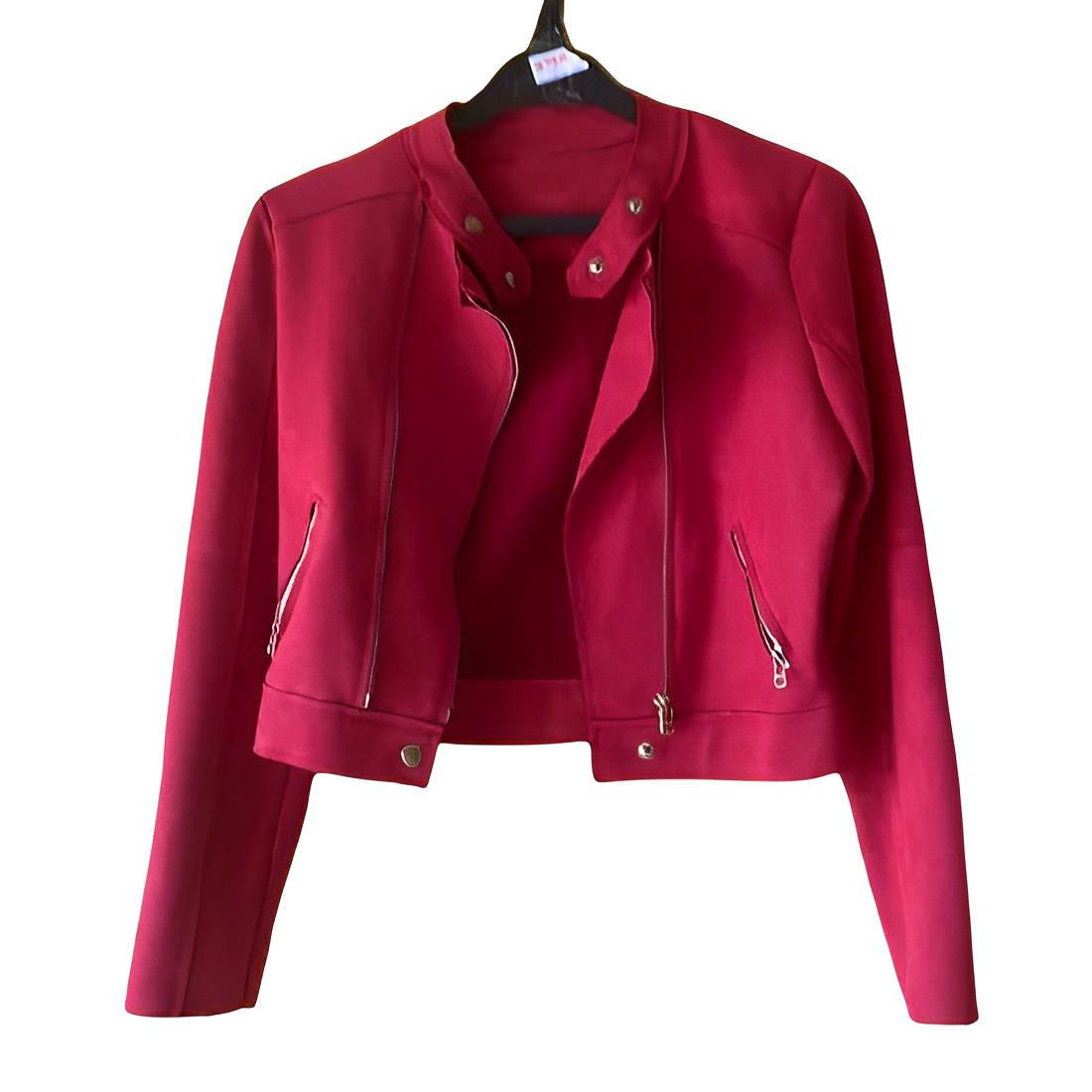 Женская красная замшевая укороченная куртка Noora Party Wear Jacket Designe Jacket XS