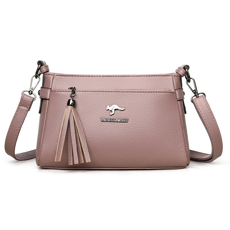 Soft Leather Women's Small Square Bag Shoulder Bag Middle-Aged Mother's Bag Commuter Crossbody Bag