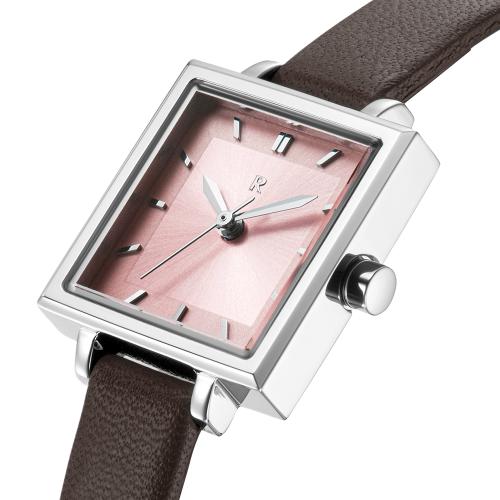 [ROMANSON] ROMANSON Renata Full Square R Pink Leather Watch RWRLLL5BF012WHPK0