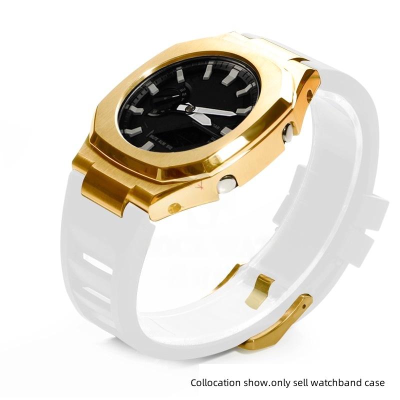 GA-2100 Mod Kit For Casio G-SHOCK GA2100 2110 GA B2100 Watch Men Modified Stainless Steel Case FKM Fluororubber Band Metal Strap