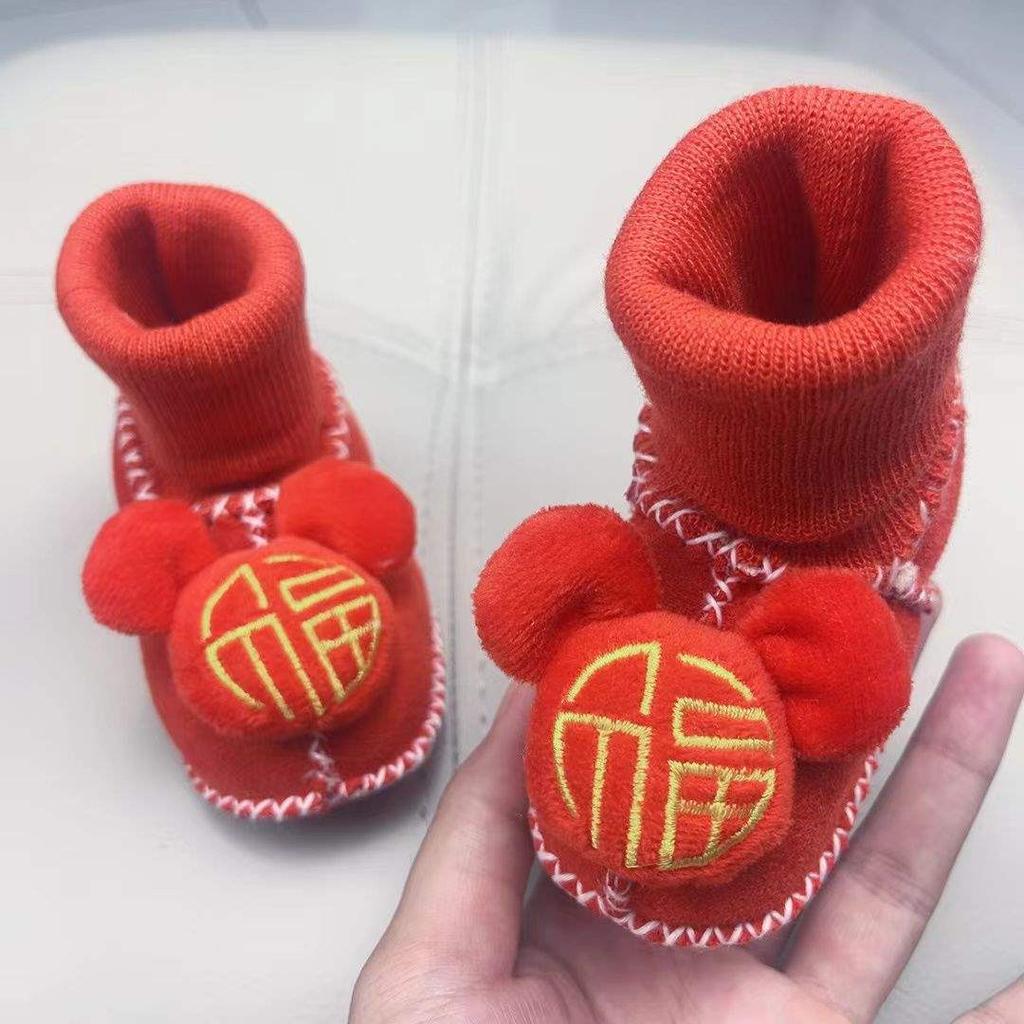 Winter Soft-soled Newborn Baby Cotton Shoes 0-6 Months Thickened Baby Anti-drop Socks Shoes Keep Warm and Do Not Lose Fluff Shoes