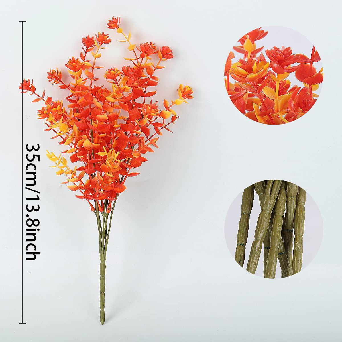 

4/7/9/12PCS Outdoor Artificial Flower Plants, UV Resistant Fake Flowers-Decoration- Home Gardens, Window Boxes, Porches, Front 4PCS