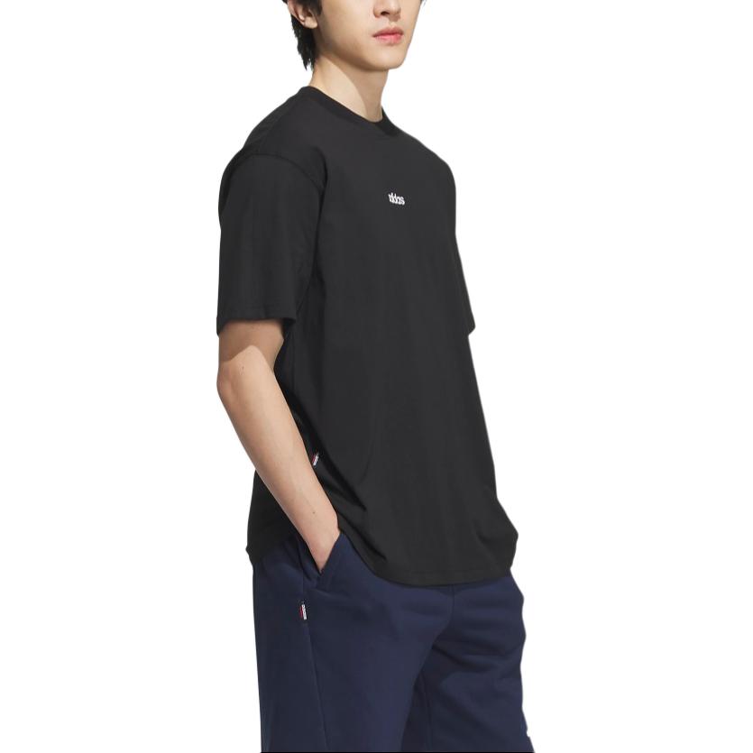 Adidas Solid Color Round Neck Casual Comfortable Loose Short Sleeve T-Shirt Unisex Tops Black JC7903