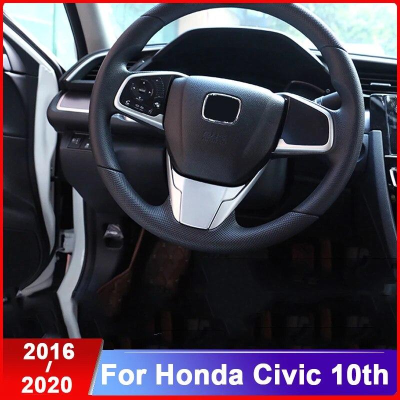 Für Honda Civic 10th 2016–2018. Lenkrad-Dekorationsaufkleber-Sets mit modifizierten Aufnähern für den Innenbereich, Pailletten, dekorativ