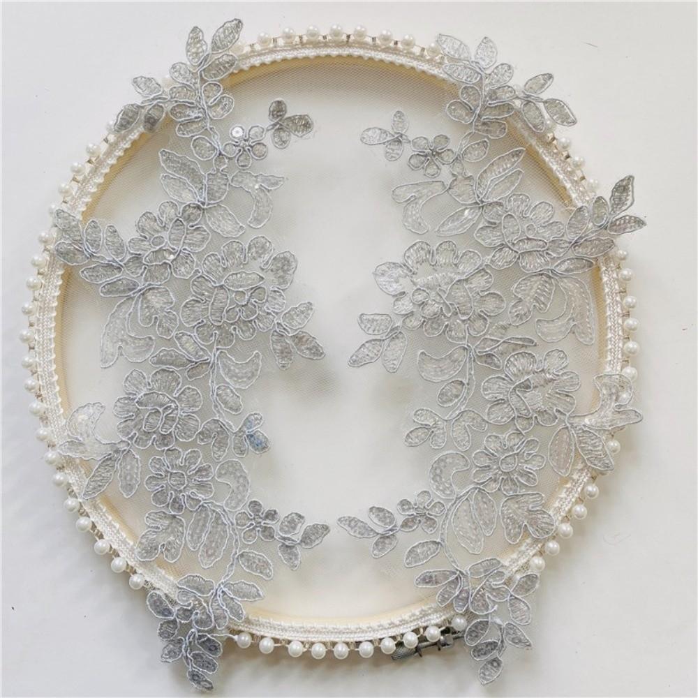 1Pair Polyester Fiber Embroidery Flower Patches DIY Handmade Floral Patches Floral Applique Lace Patch Clothing Accessories