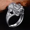 Adjustable Open Ring Men Women Plated Lucky Pixiu Charm Wide Band Statement Retro Ethnic Style