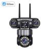 AIOOK Telecamera a tre obiettivi WiFi HD 6MP IP CCTV Interfono bidirezionale Rilevamento PIR Tracciamento Esterno Impermeabile Telecamera Smart V380 PRO