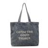 Casual large-capacity denim bag women's new commuter shoulder bag lightweight college student tote bag
