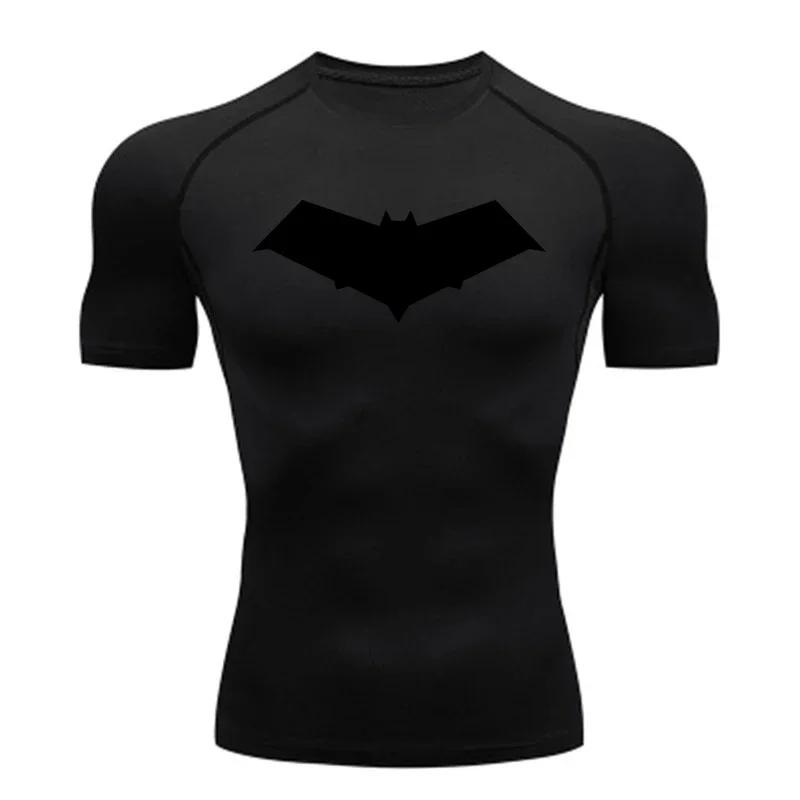 Clothing Fitness Compression Running T-Shirt Men Tops Bat Printing T Shirts Men Quick-Drying Gym Sportswear Jersey Tee For Male