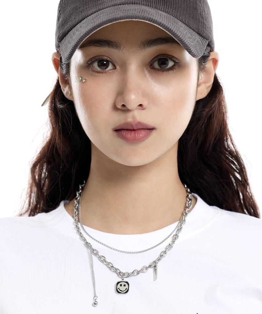Cream Soda Lab Smile Pendant Layered Chain Necklace