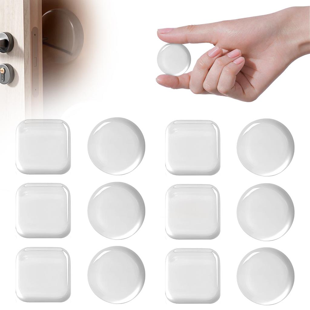 2 Set Adhesive Door Stoppers Transparent Soft Silicone Wall Protectors To Prevent Impact Scratches On Door And Wall