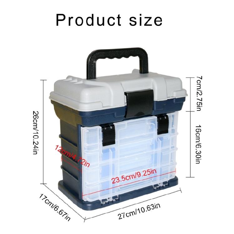 Fishing Box, Fishing Container Storage, Fishing Equipment Container 4 Layer Fishing Tackle Box with Handle for Fishing