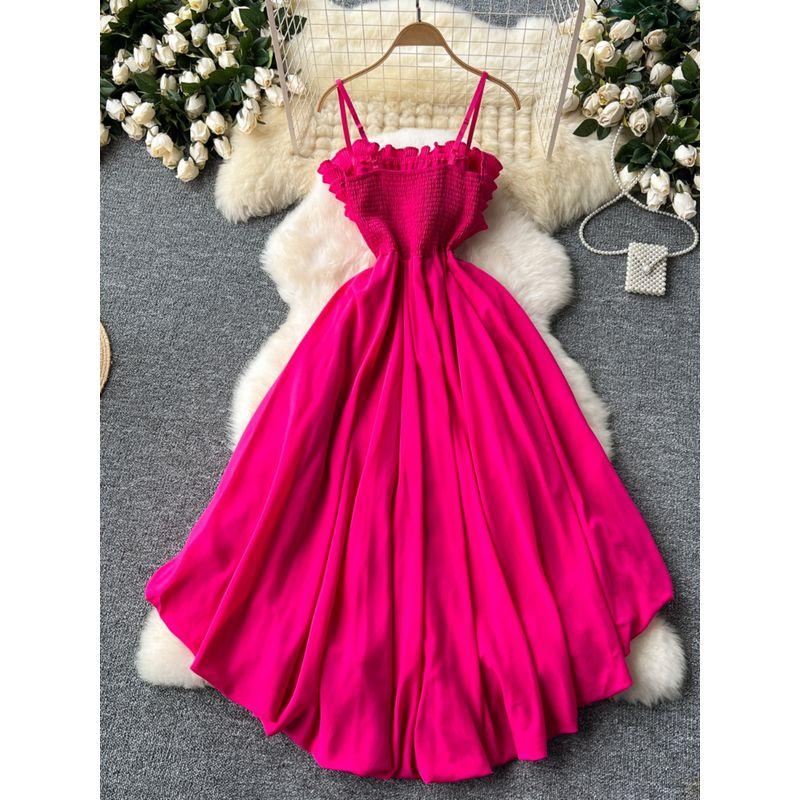 Stylish Three-Dimensional Flower Dovetail Dress Women's Fancy Waist-Tight Bandeau Sling Asymmetrical Fairy Dress
