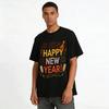 Happy New Year 2026 Black Gold Luxury Print Casual Top Pure cotton T-shirt