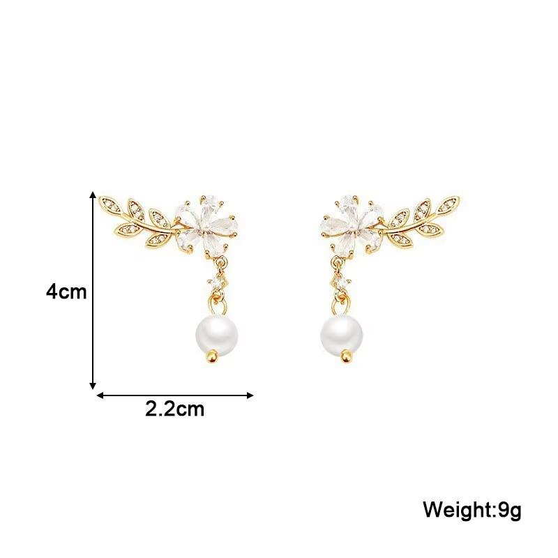 Exquisite Blätter Kristall Blume Stecker Ohrringe Für Damen AAA Zirkon Rose Schmetterling Quaste Ohrring Braut Hochzeit Party Schmuck
