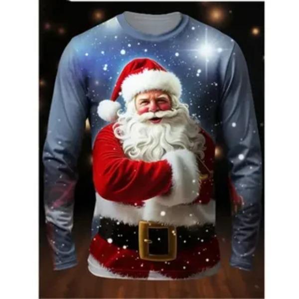 Pánské tričko s dlouhým rukávem Potisk Santa Clause Pohodlné Módní Personalizované Vhodné Podzim Zima Tričko s dlouhým rukávem