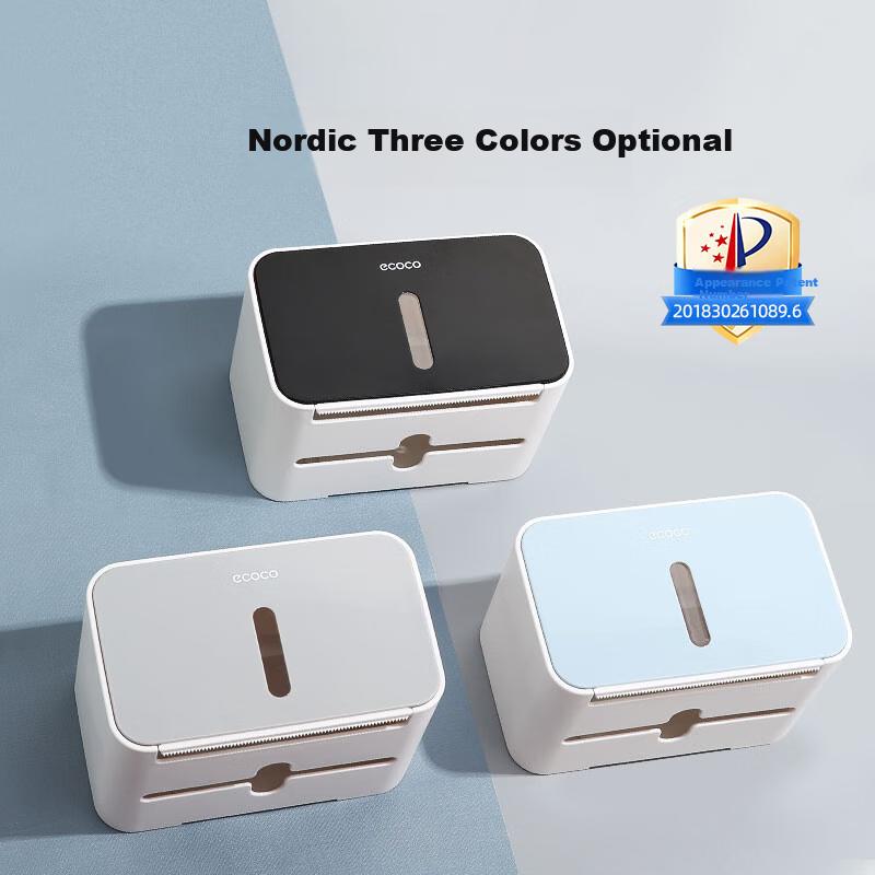Ecoco Bathroom Tissue Box Storage Rack, No Drilling Required, Toilet Hand Towel Dispenser, High-End Bathroom Paper Towel Holder