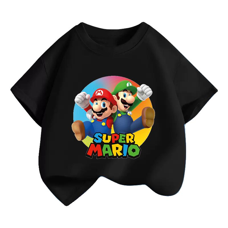Super Mario Bros Mario Luigi Boy ShortSleeved Tshirt Summer Clothing Childrens TShirt Childrens Top