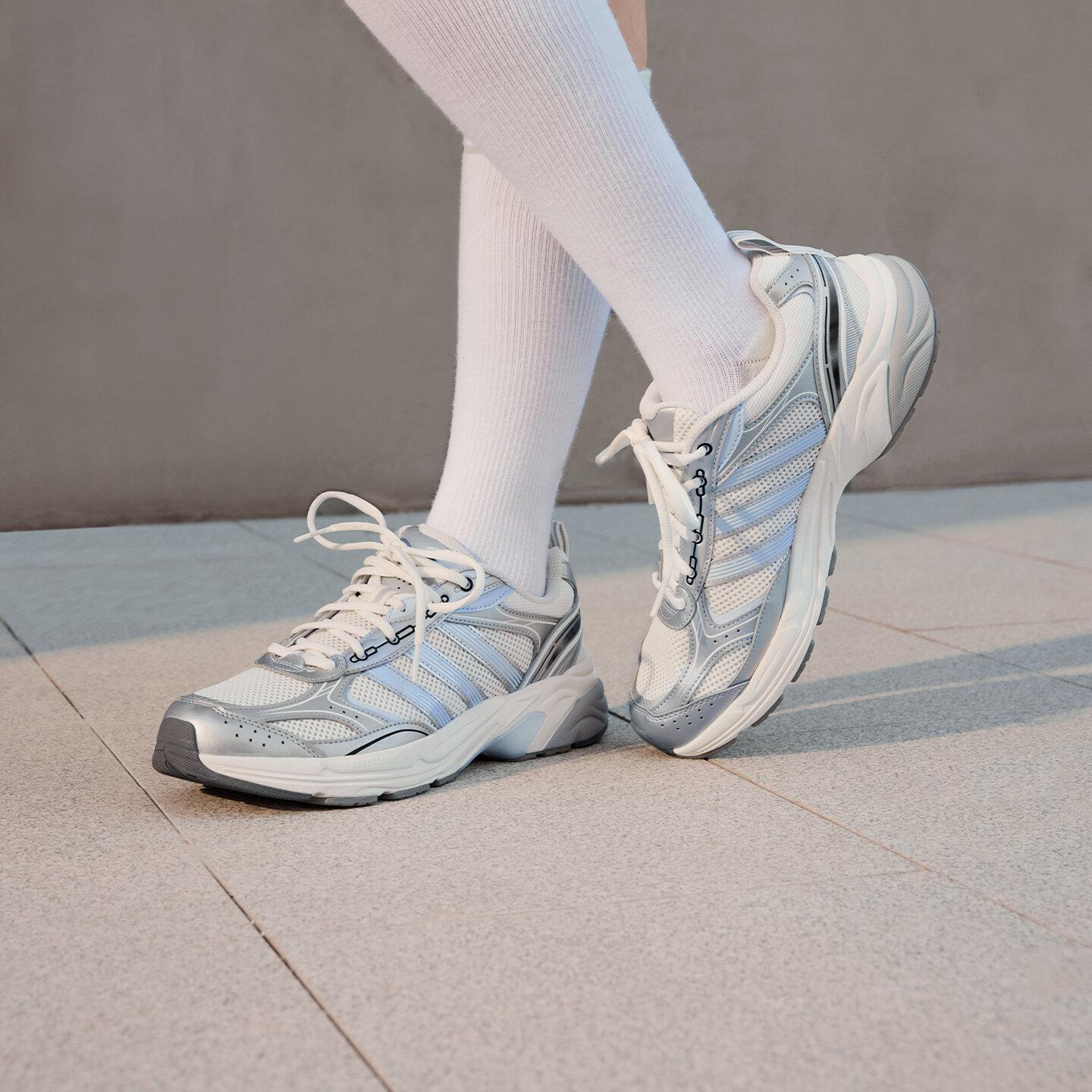 Adidas NEON FLUX Running Shoes Unisex White Silver 35.5