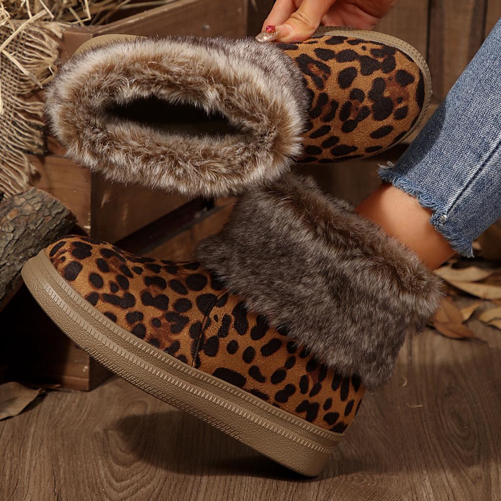 Fashion Women Winter Warm Slip On Round Toe Waterproof Snow Boots Women Trend Fashion Outdoor Comfortable Casual Boots Shoes for Women