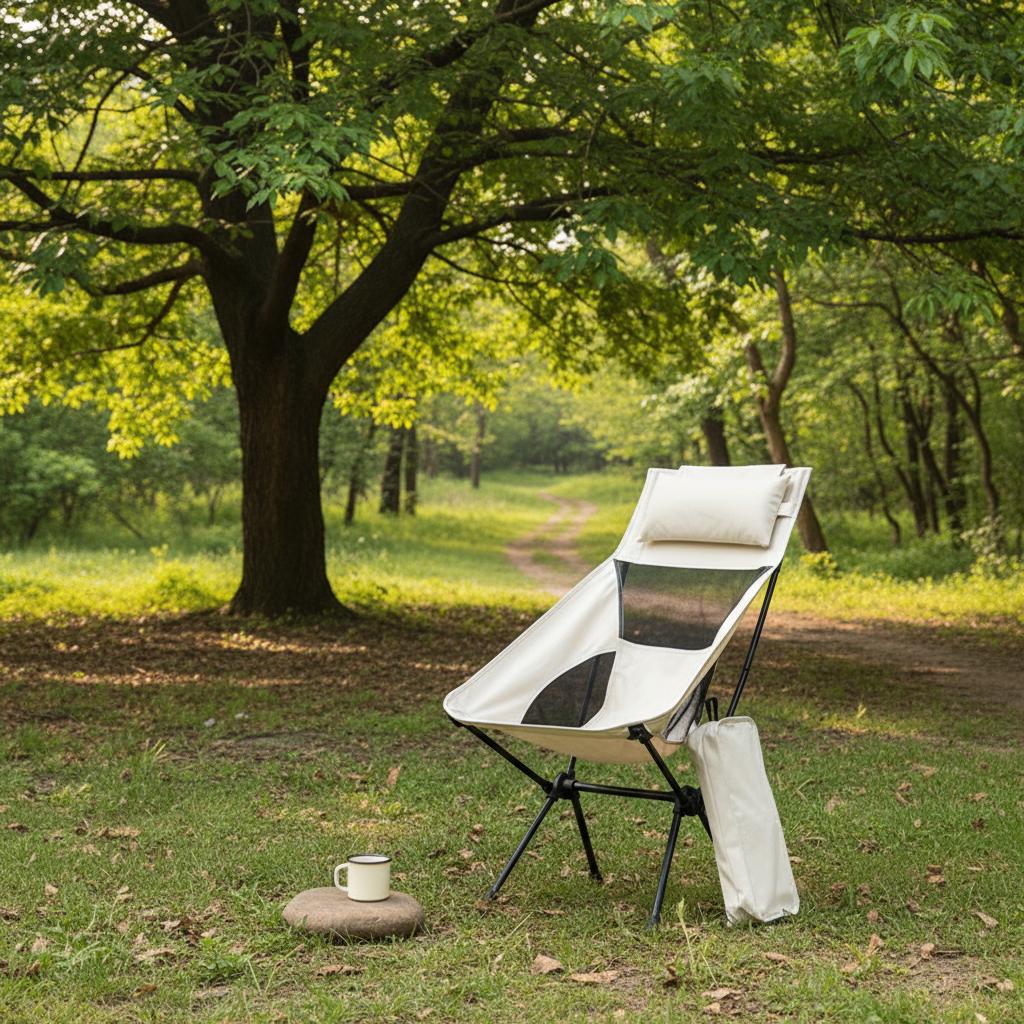 Portable Folding Camping Chair With Mesh Backrest For Fishing Camping Beach Outdoor Use