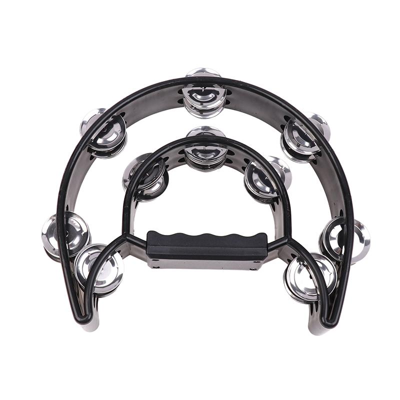 Hand Bell Double Row Rattle Orff Tambourine Double Layer Hand Bell Drum Percussion Instrument Handle Jingle Bell Educational Toy