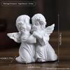 White Resin Praying Angel Figurines With Delicate Wings Floral Crown For Home Desktop Shelf Decor