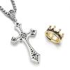 Crown Cross Necklace,Copper Pendant Necklace with Titanium Steel Chain 1-5pcs