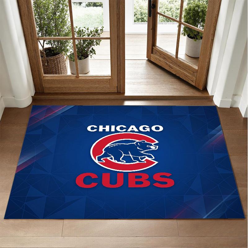 Chicago Cubs Design Crystal Velvet Rug Soft Decorative Mat for Bedroom Entrance