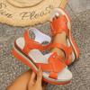 South East Asia Large Size Velcro Platform Sandals Women's Foreign Trade One Word Open Toe Lightweight Beach Cool Slippers