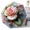 Ombrello Automatico da Esterno con Fantasia di Rose in Fiore Design Retrattile con 8 Stecche Resistenza Leggero Regalo Perfetto per Amici Familiari