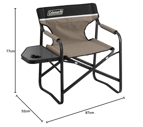 COLEMAN Folding Deck Chair with Side Table, Outdoor Chair for Camping, Fishing, Garden, and Living Room