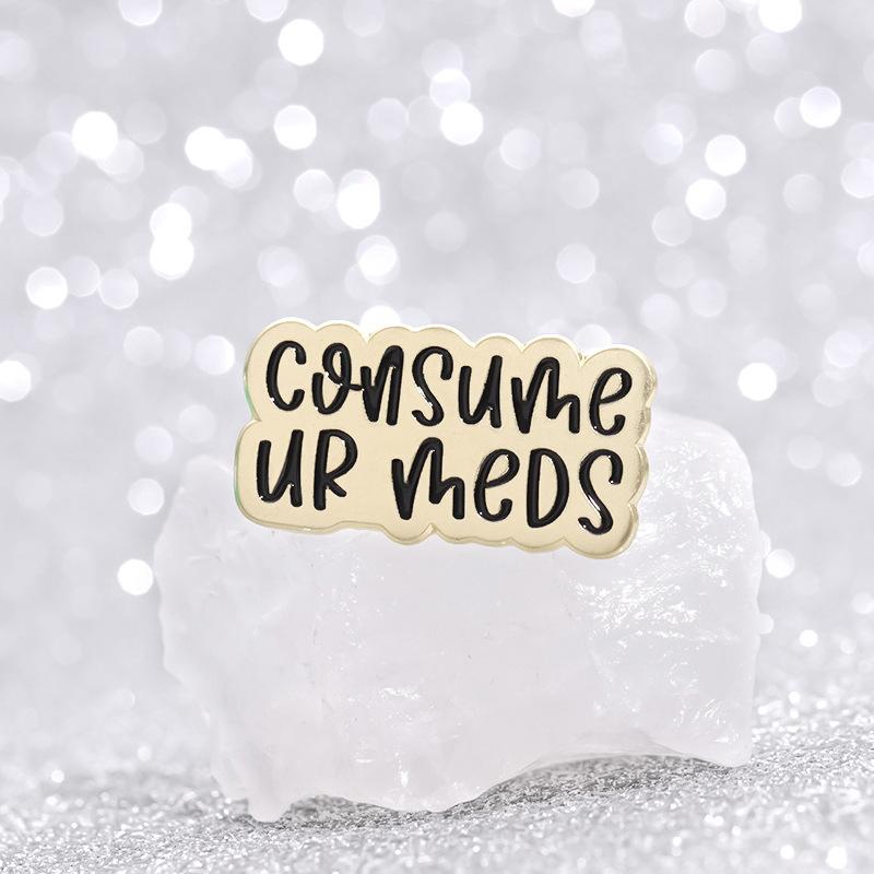 Retro Alloy Inspired Badge Brooch Featuring Colorful Lettering And Elements Cartoon