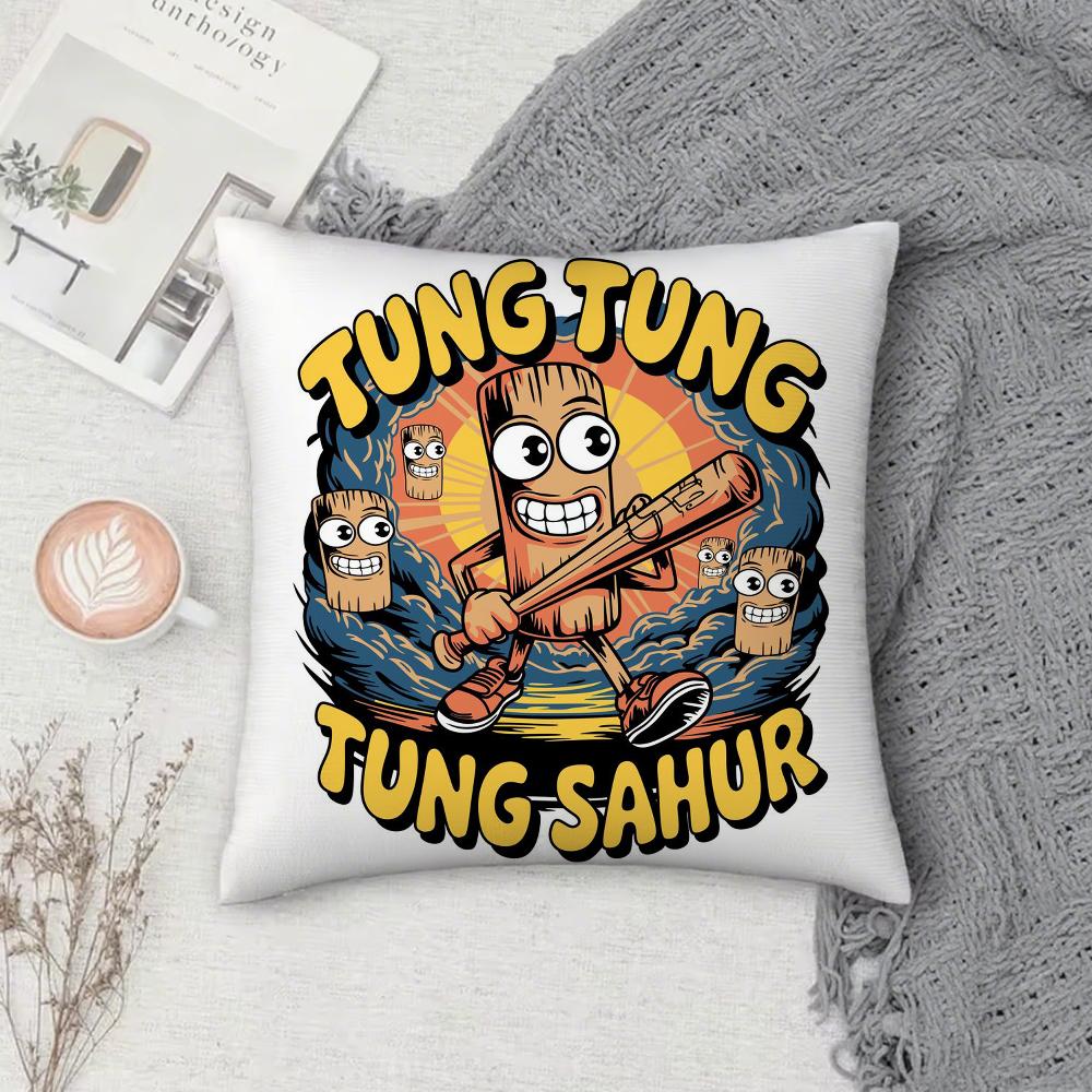 

CARTOON Tung Tung tung Sahur brainrot Pillow Case Cover Square Sofa with for pattern comfortable cushionsuitable of room 12x12Inch