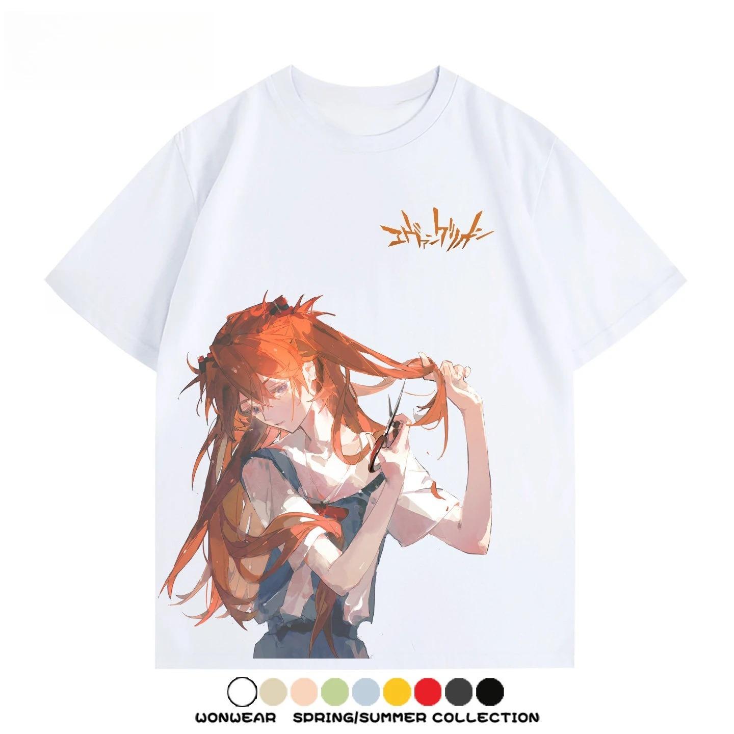 Evangelion Asuka Langley Soryu  Haircut  Print Oversized Anime Streetwear Women And Men T-Shirt 4XL