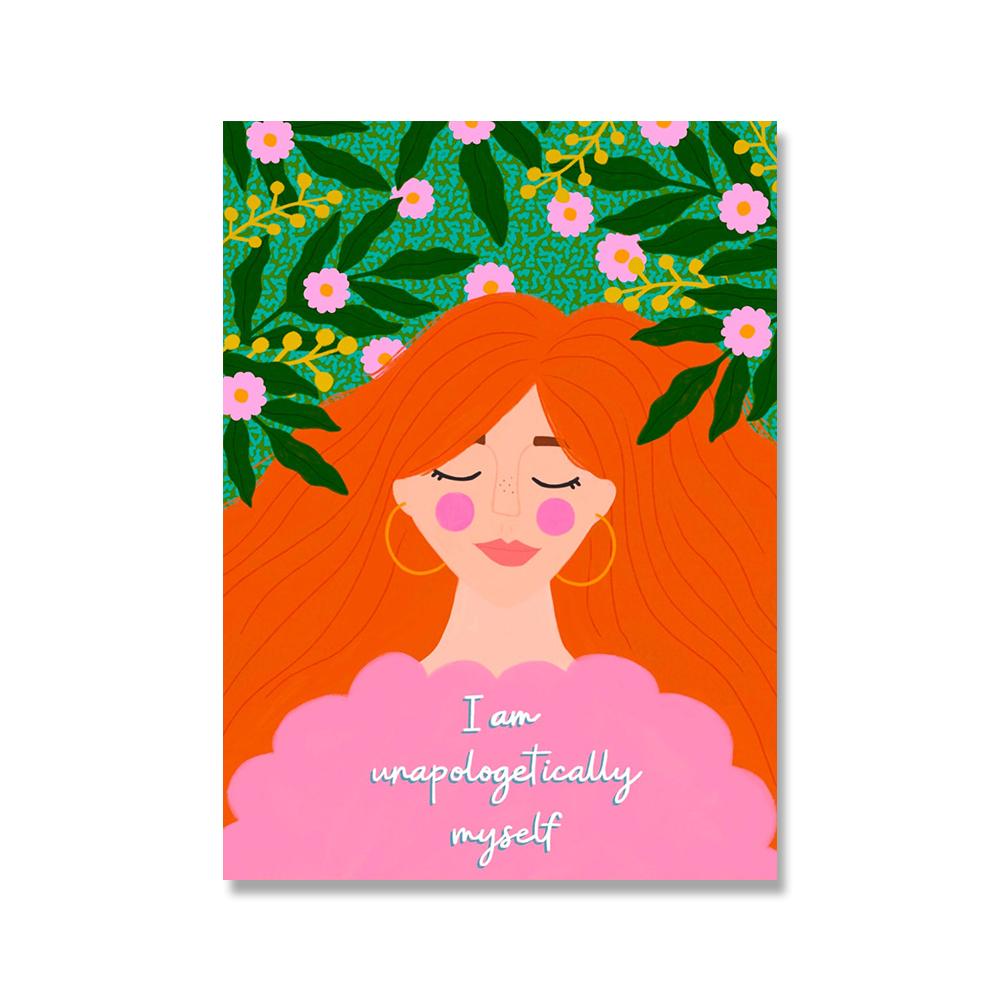 Positive Kind Girl Quote Poster Wall Art Print Abstract Pink Flower Canvas Painting Colorful Boho Living Room Home Decor Picture