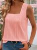 2026 European & American Women's Solid Color Knit Square Neck Pleated Vest - Summer Collection
