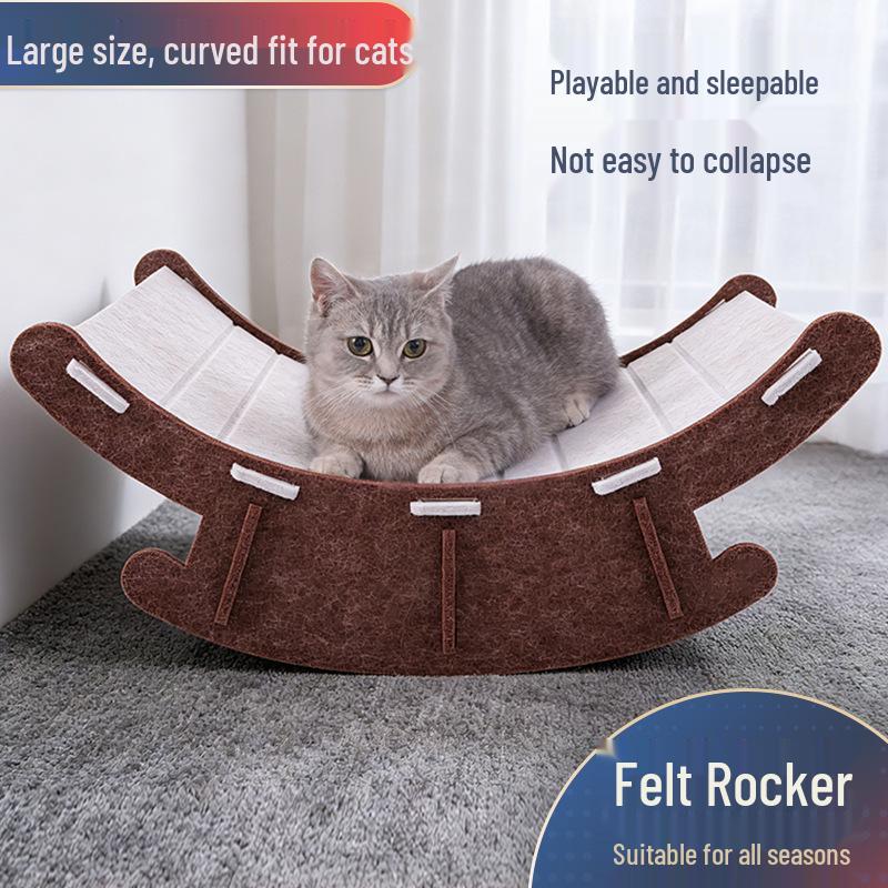 Vertical Felt Cat Scratching Post & Bed with Integrated Toy - Durable, Wear-resistant, No Shedding