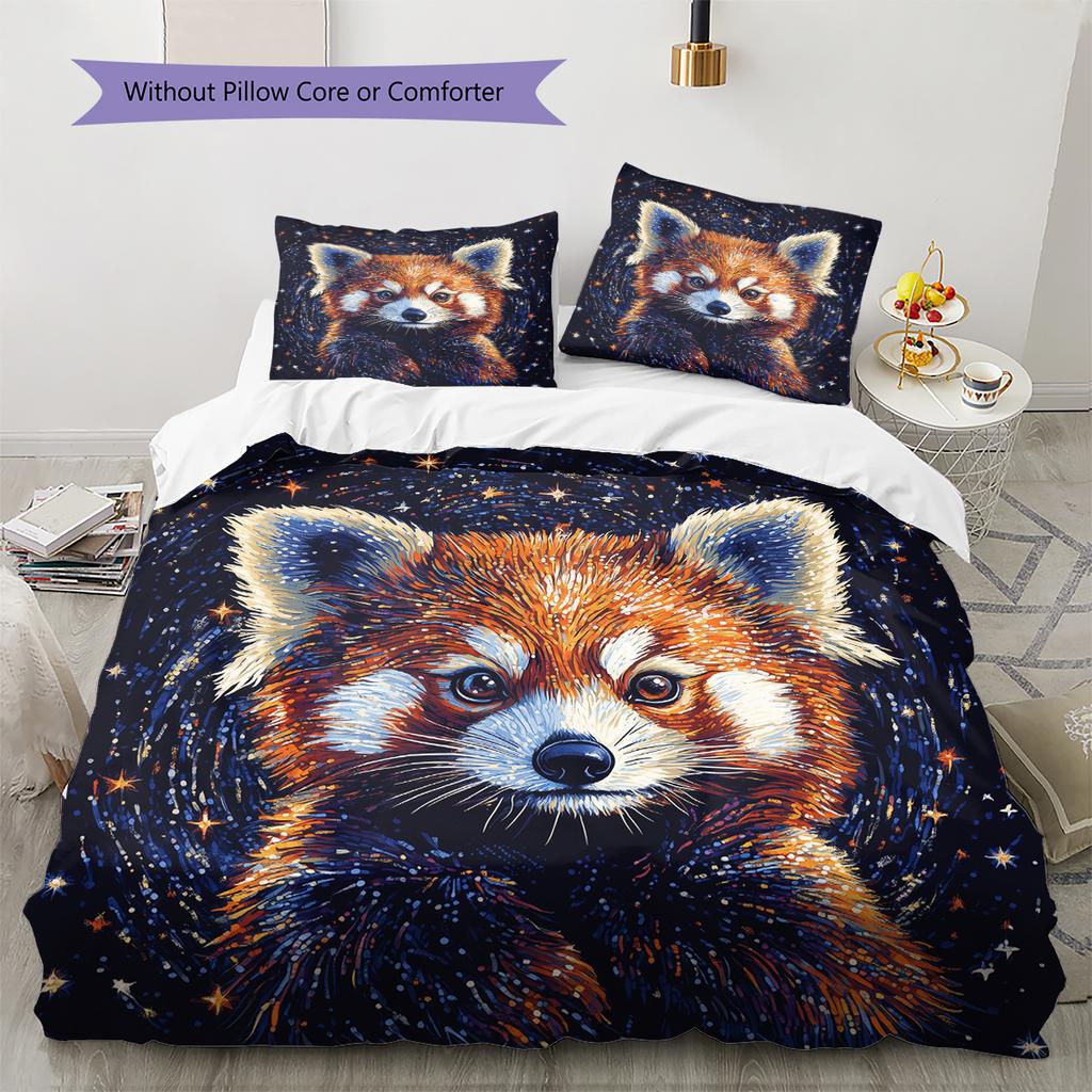 Rood Panda Patroon Beddengoed Huisdecoratie Verjaardagscadeau (1 dekbedovertrek + 2 kussenslopen, zonder binnenkussen)