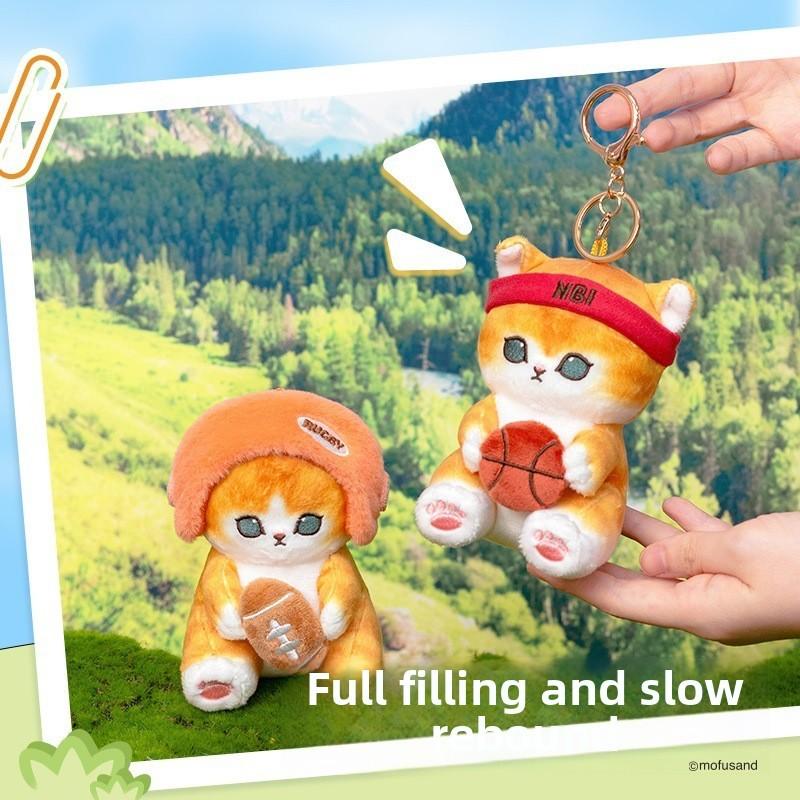 Baseball Mofusand Rugby Swimming Badminton Cat Plush Keychain Bag Gift Pendant