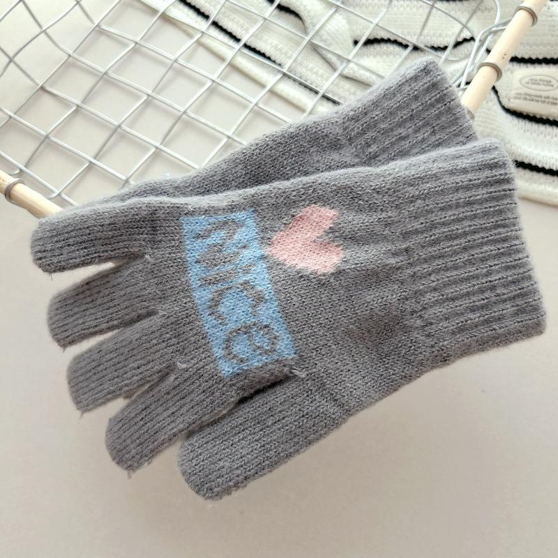 New autumn and winter warm imitation cashmere five-finger cold-proof sports women's cute warm cartoon gloves