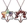 Handmade Wire Wrapped Six-Pointed Star Tree of Life Necklace with Natural Crushed Stone Crystal Beads