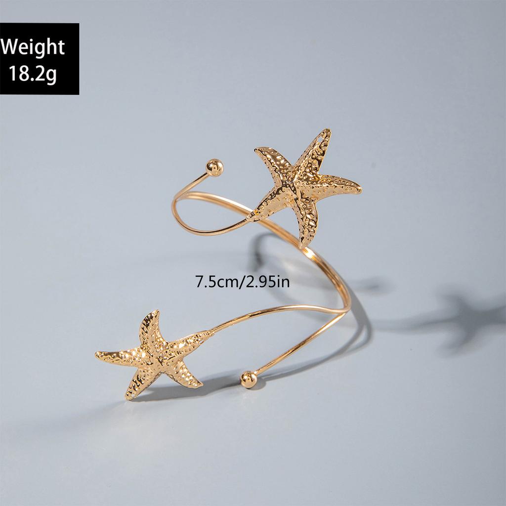 Punk Style Geometric Starfish Adjustable Opening Cuff Bracelet For Women Fashion Metal Arm Jewelry