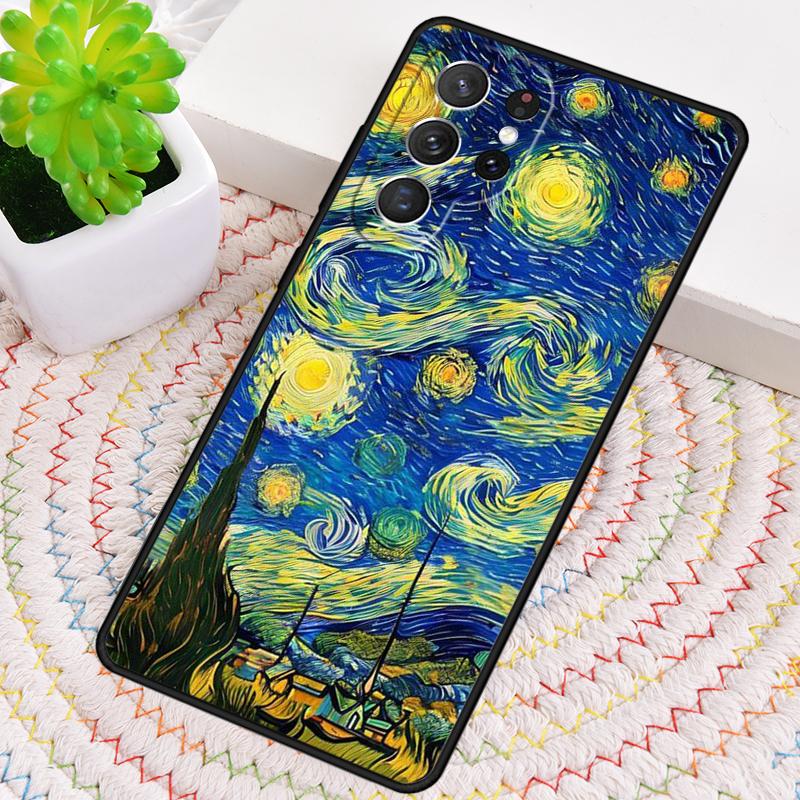 Paintings Starry Night Van Gogh Silicone Phone Case For Samsung Galaxy note 10 pro S26 S25 S24 S23 S22 S21 Plus Ultra Capa Cover
